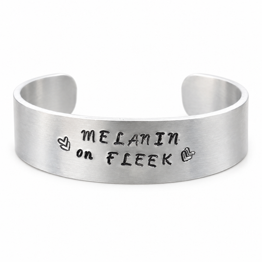 Melanin on Fleek Hand-Stamped Bracelet — Jewelry photo 1