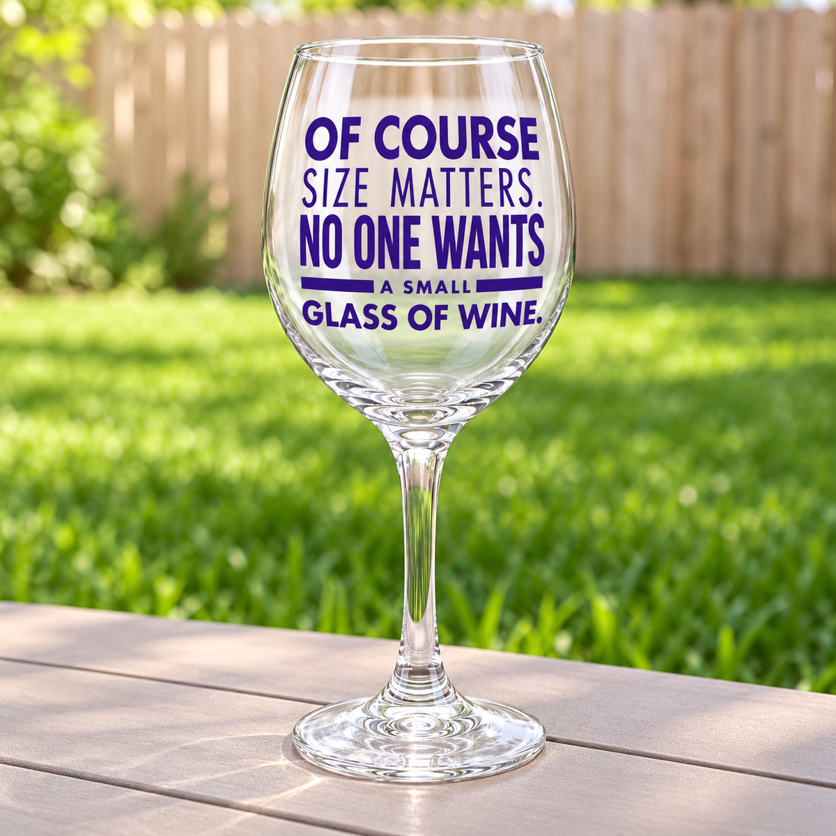 Size Matters Funny Wine Glass — Glassware photo 3