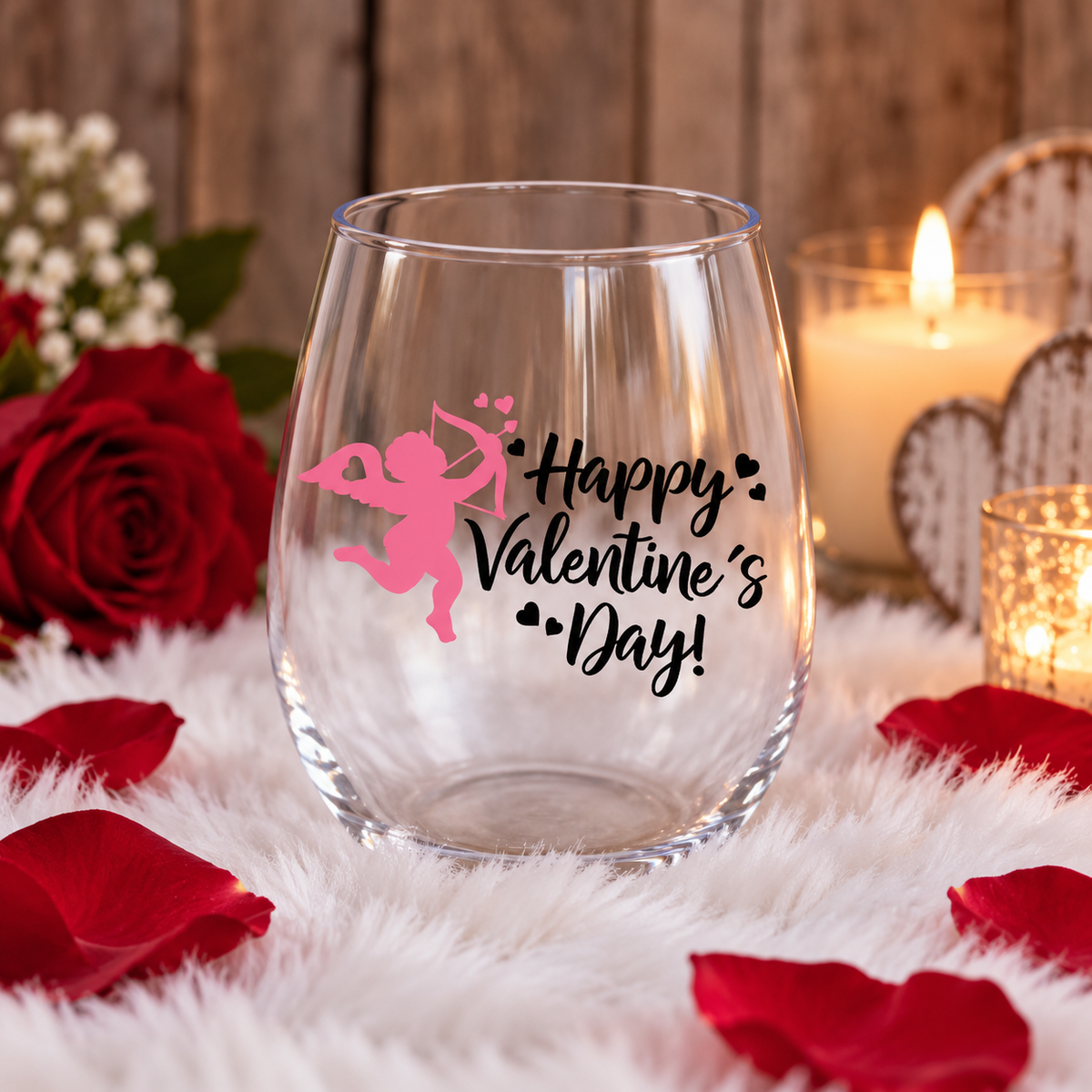Personalized Valentine Love Wine Glass — Glassware photo 3