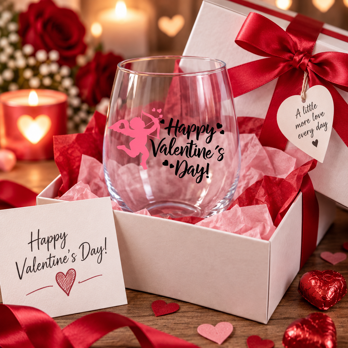 Personalized Valentine Love Wine Glass — Glassware photo 4