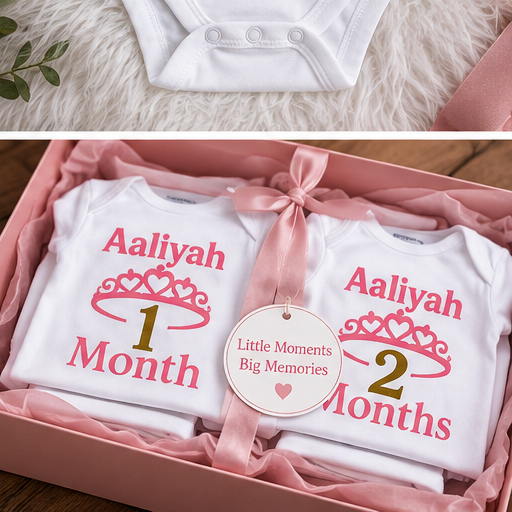 Personalized Baby Milestone Onesie Set — Apparel photo 4