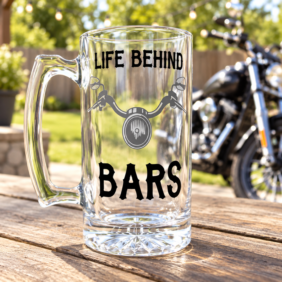 Life Behind Bars, Motorcycle, Biker Beer Mug, Biker Gift, Harley Davidson, Biker Chick, Gift for him