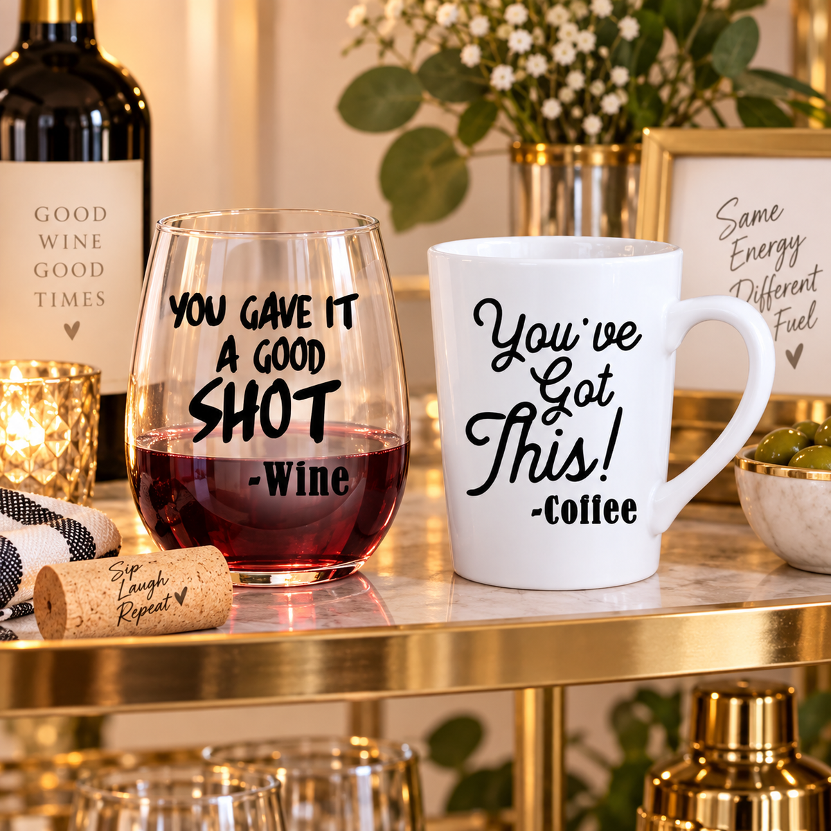 Funny Mom Mug & Wine Glass Gift Set — Glassware photo 2
