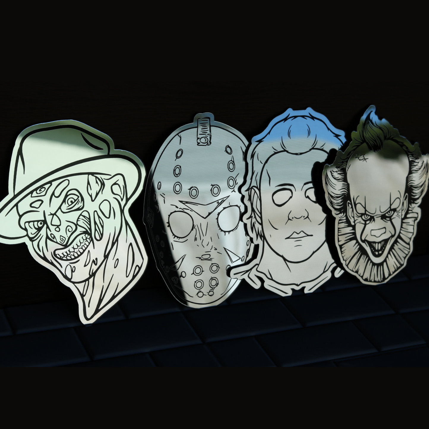 Horror Mirrors Set of 4 - Freddy, Jason, Michael, Pennywise