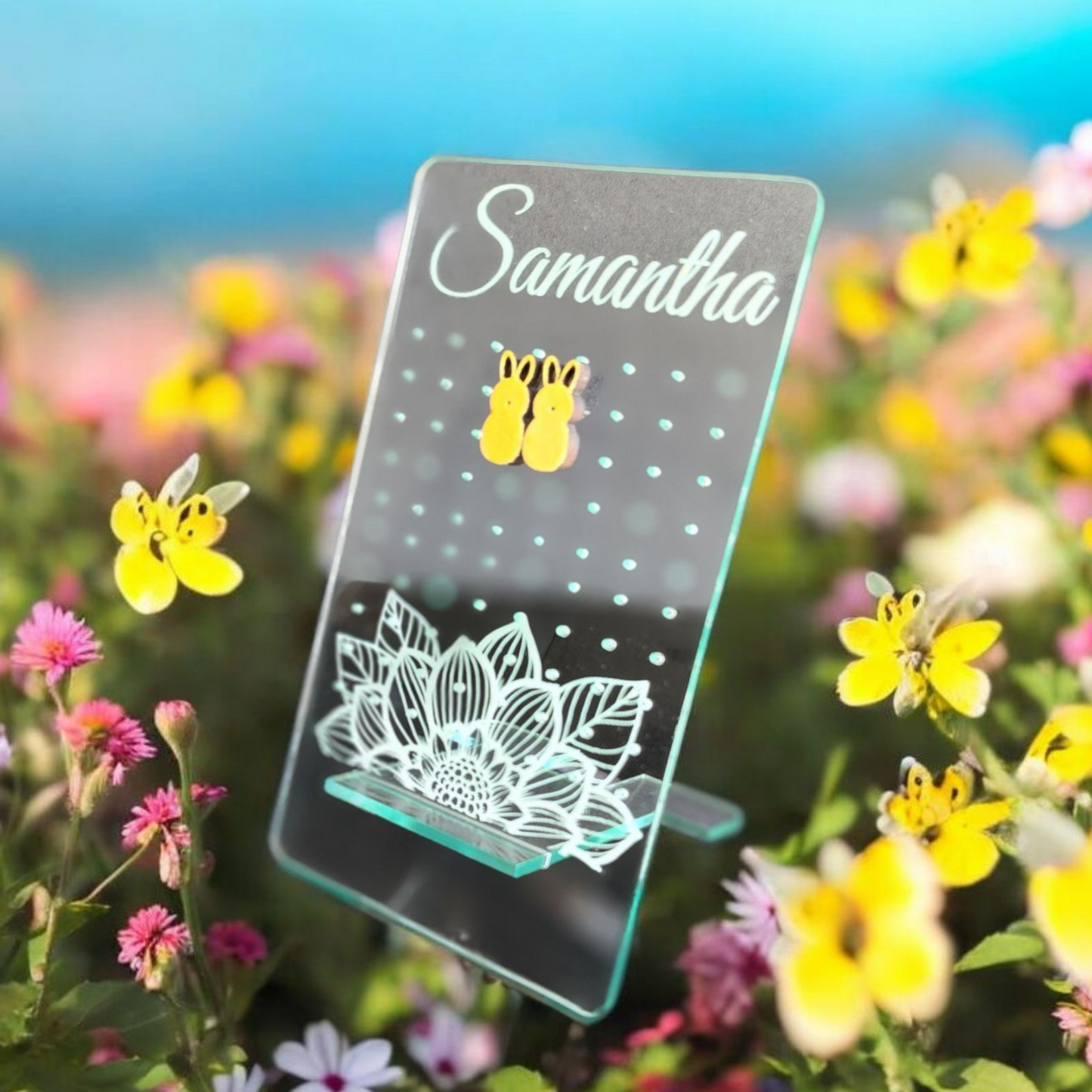 Personalized Acrylic Earring Travel Size Display Organizer