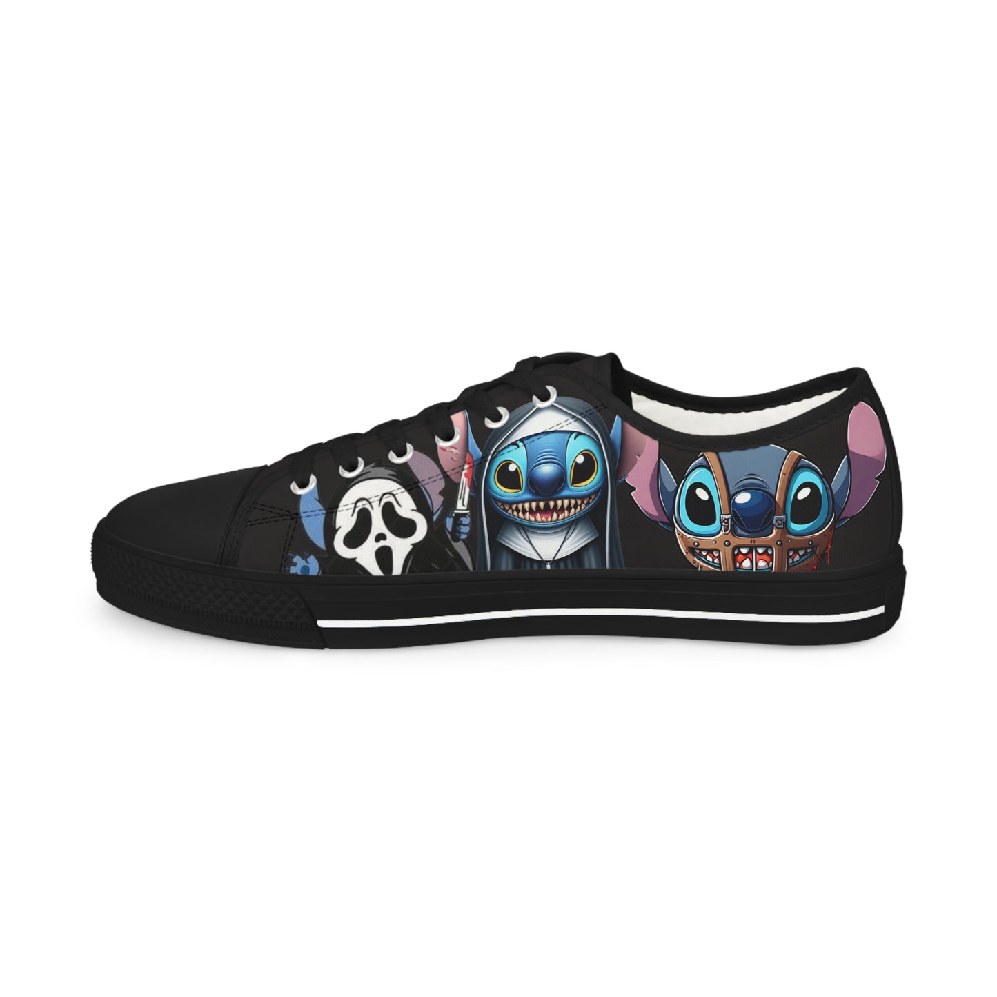 Horror Themed Low Top Sneakers, Stitch horror movie character sneakers