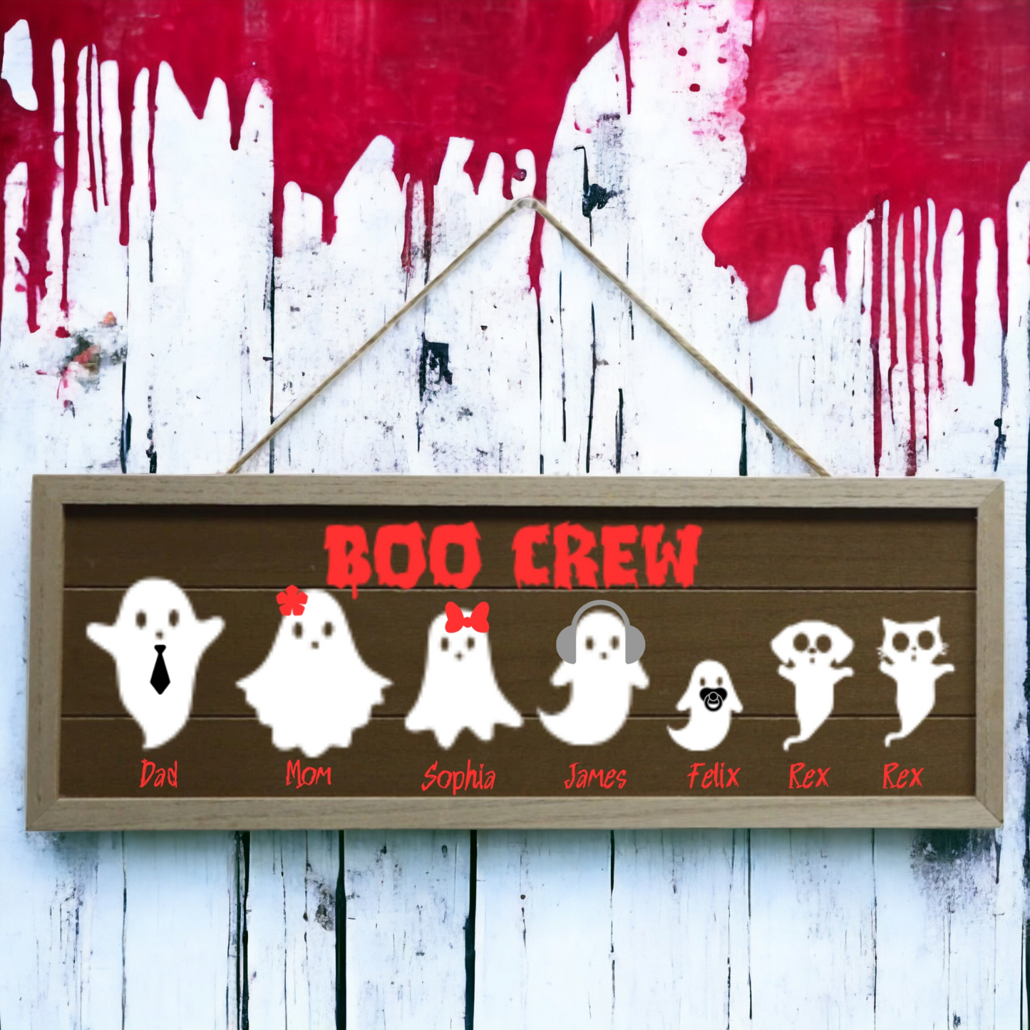 Boo Crew - Halloween Personalized Family Ghost Sign