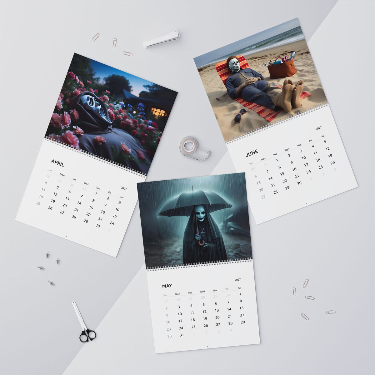 Horror Icons Wall Calendar 2027 | Slasher Movie Art Calendar
