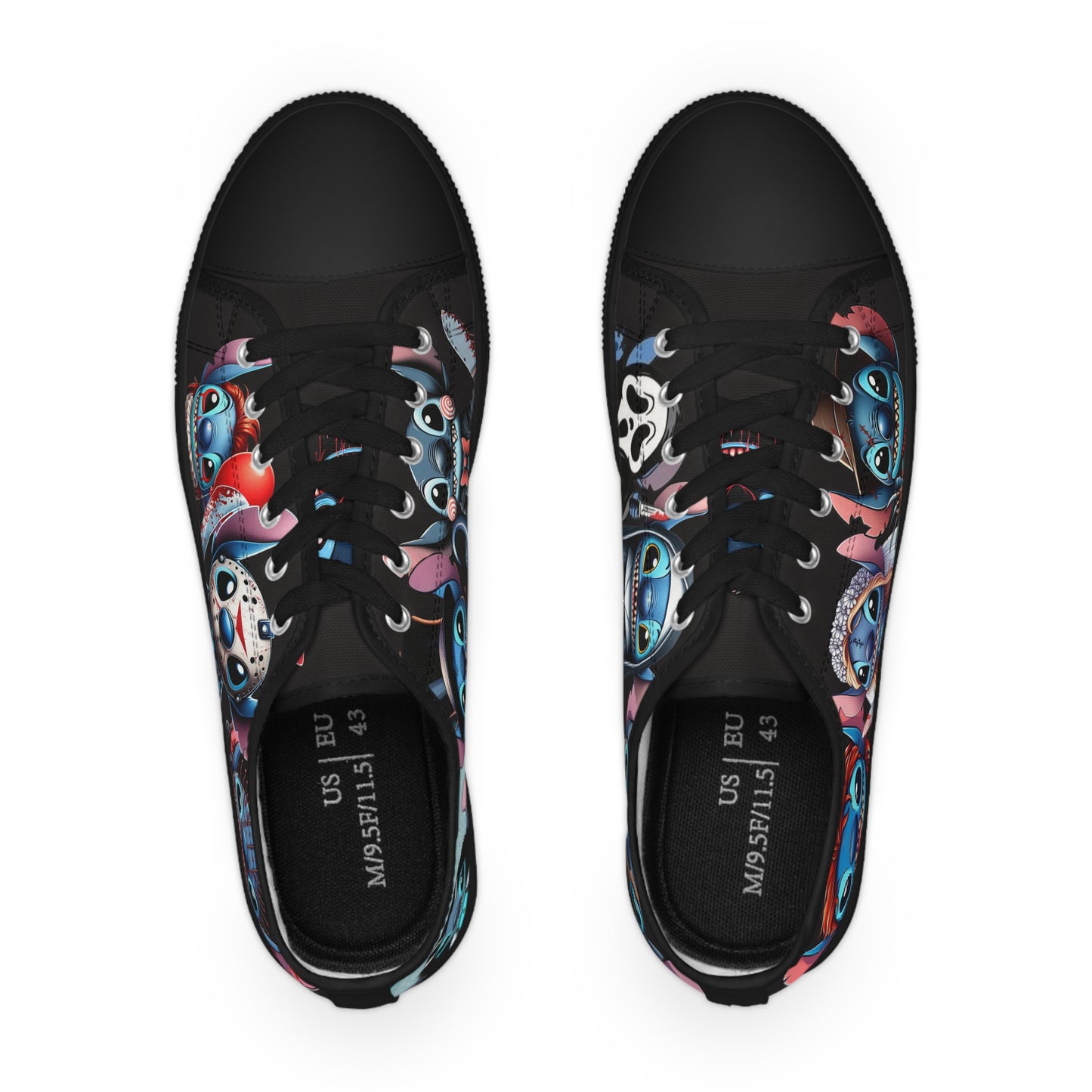 Horror Themed Low Top Sneakers, Stitch horror movie character sneakers