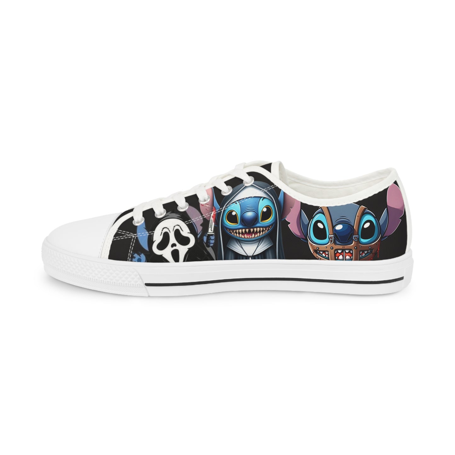 Horror Themed Low Top Sneakers, Stitch horror movie character sneakers