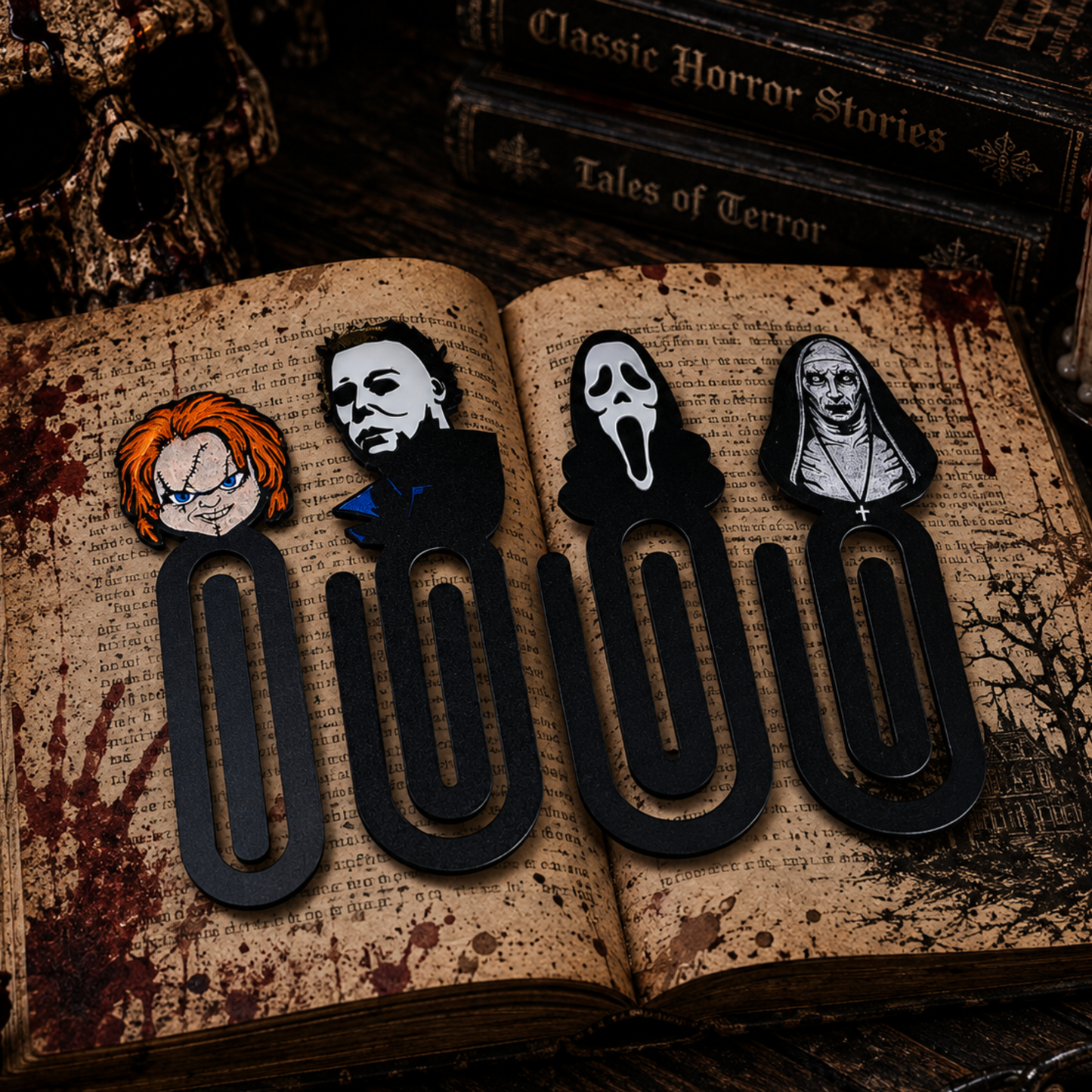 Horror Character Paperclip Bookmarks – Chucky, Michael Myers, Ghostface & The Nun