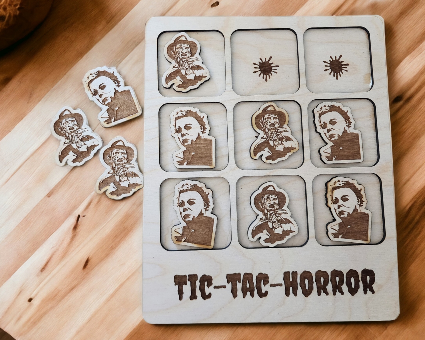 Tic - Tac - Toe Horror game board - pick your two out of 52 monsters / horror gift ideas / Horror characters, Monsters, Halloween
