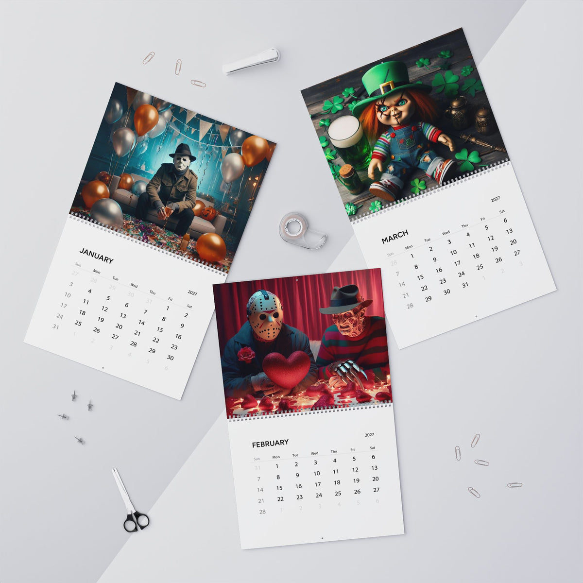 Horror Icons Wall Calendar 2027 | Slasher Movie Art Calendar