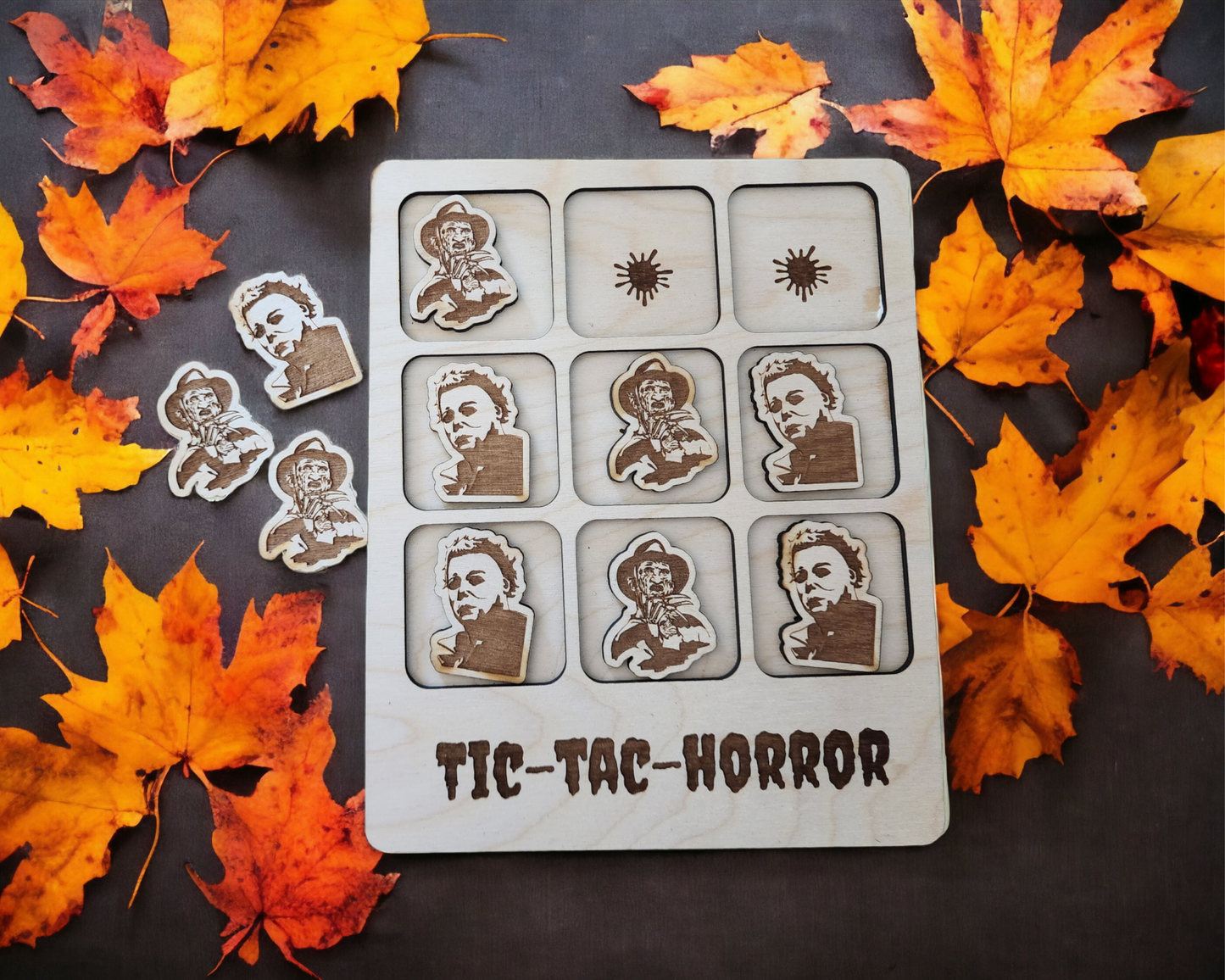 Tic - Tac - Toe Horror game board - pick your two out of 52 monsters / horror gift ideas / Horror characters, Monsters, Halloween