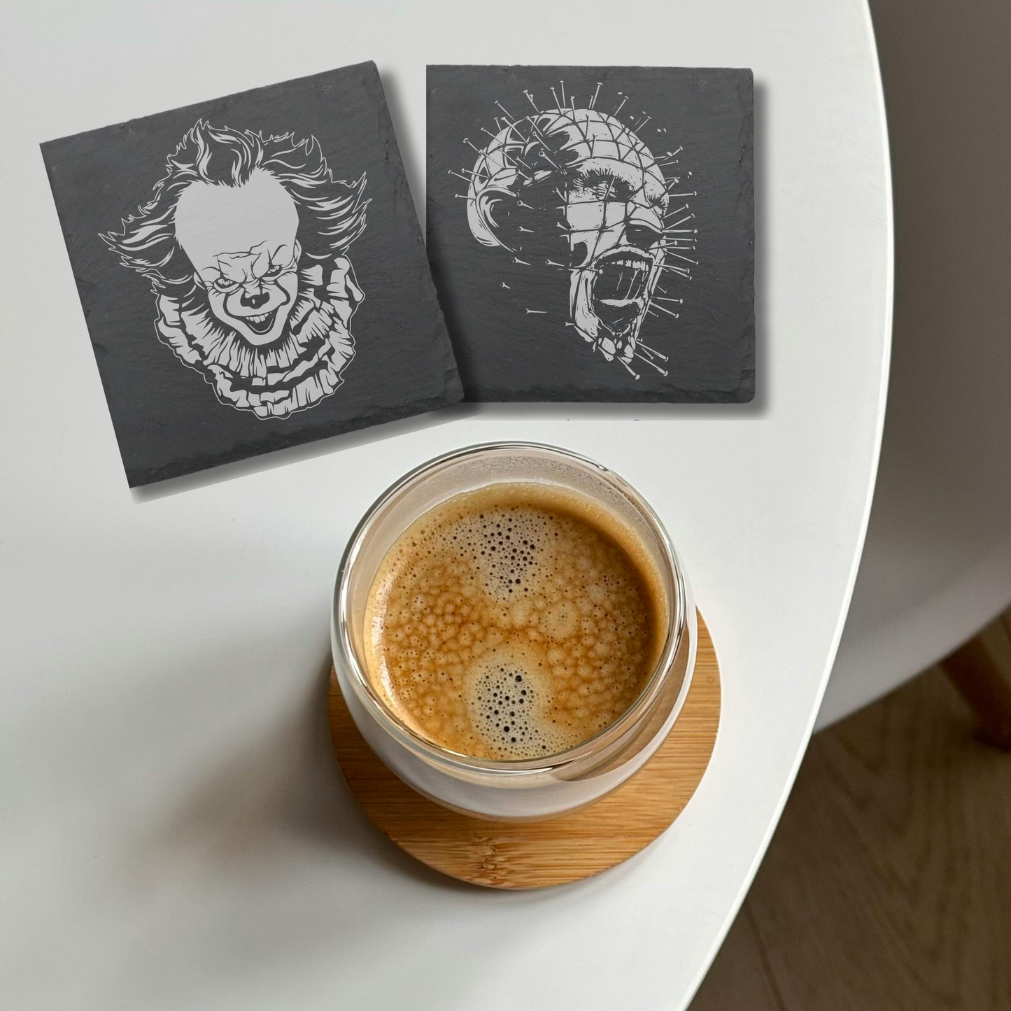 Horror Character Black Slate Coaster