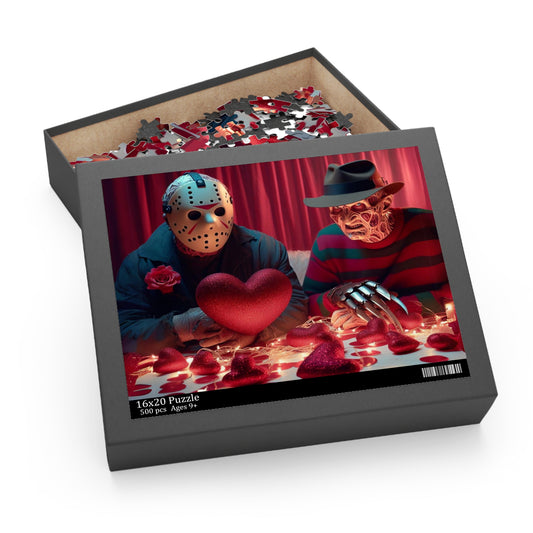 Horror Bloody Valentine Puzzle (120, 252, 500-Piece), Horror Icon, Freddy, Jason, Love, Horror gift idea