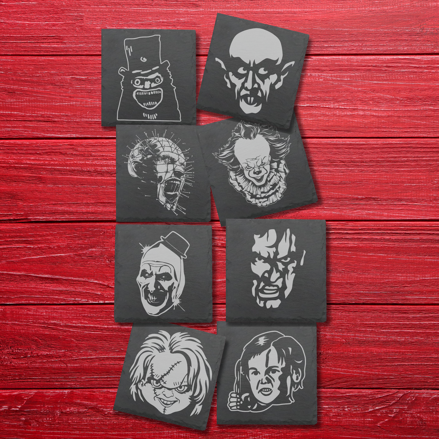Horror Character Black Slate Coaster