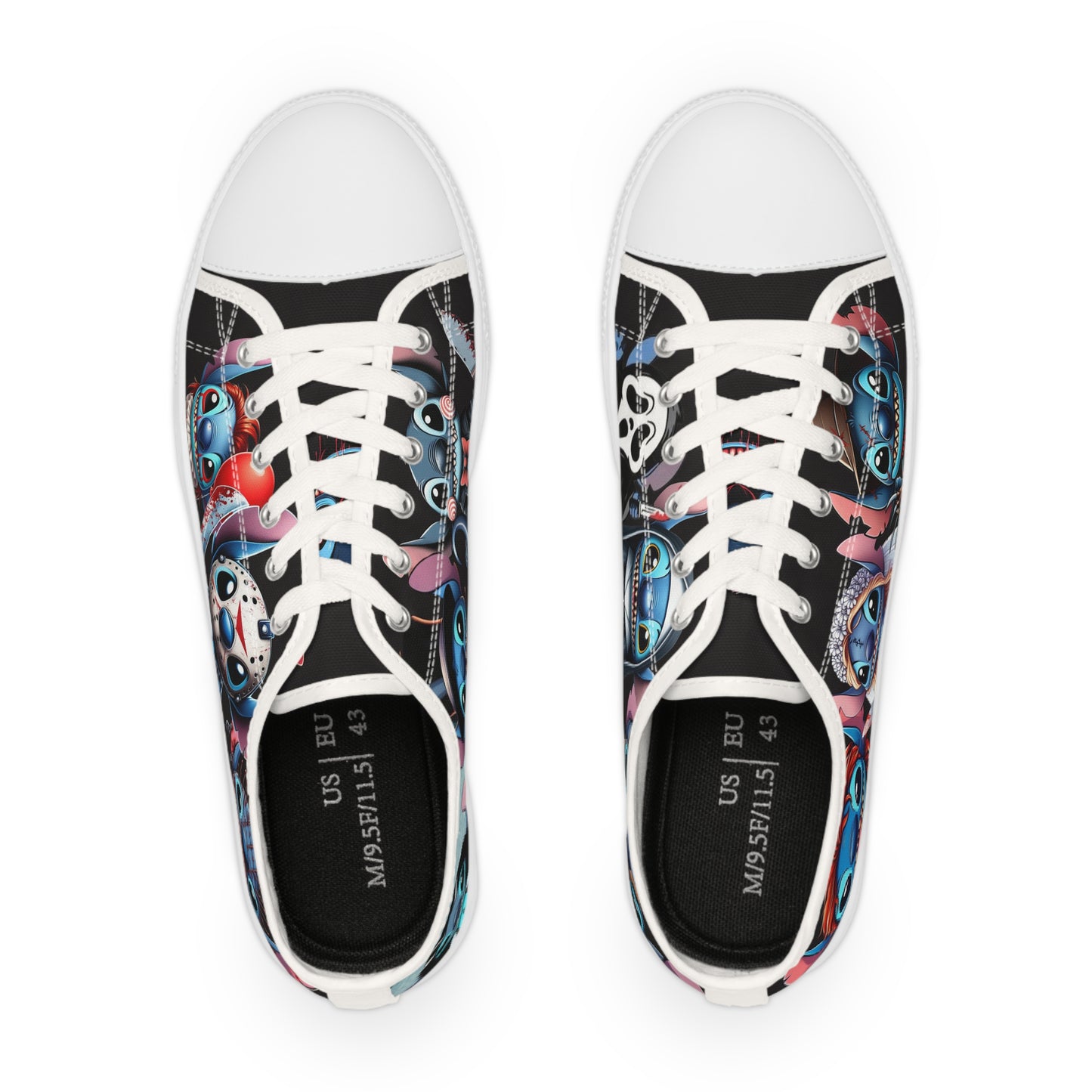 Horror Themed Low Top Sneakers, Stitch horror movie character sneakers
