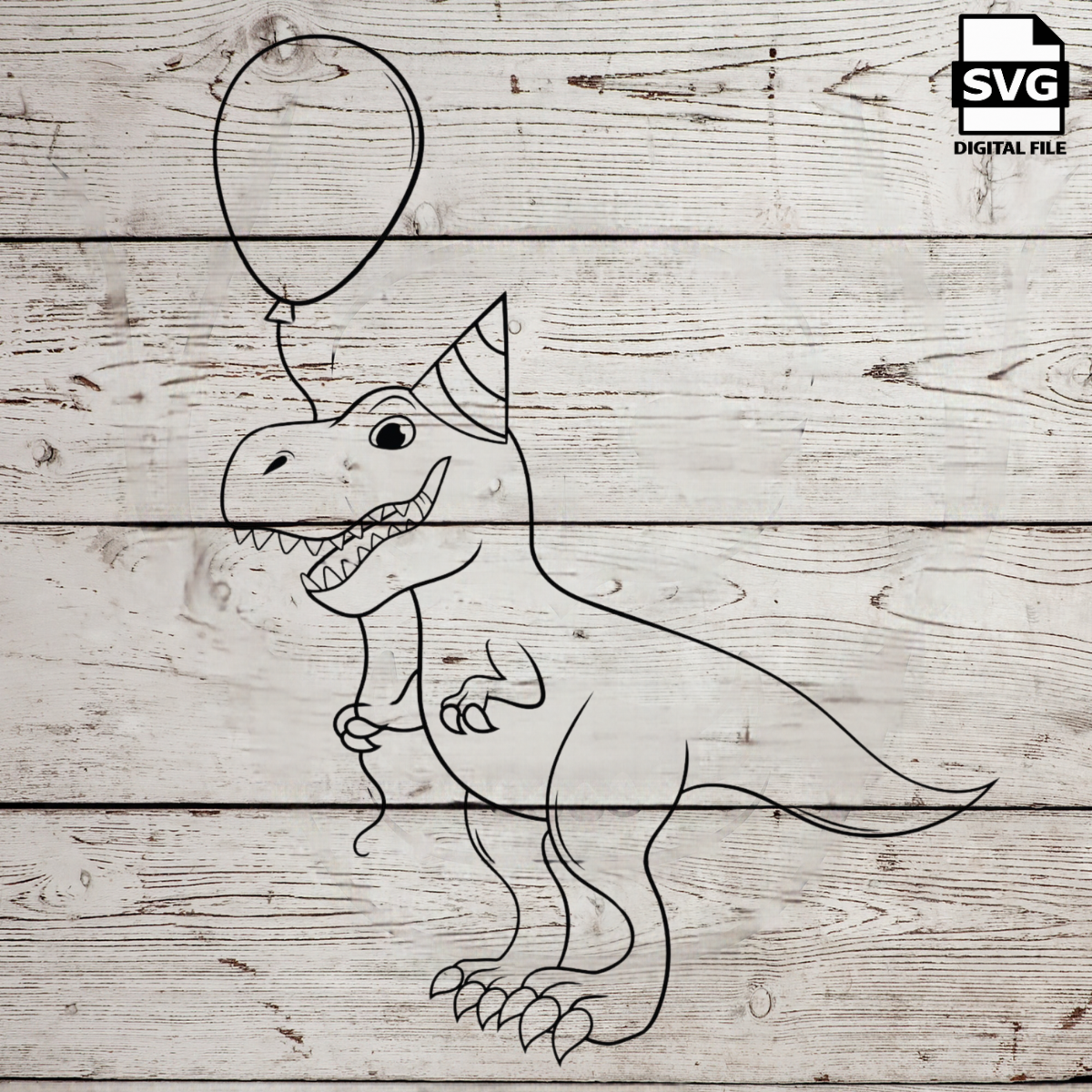 T-rex Dino Birthday SVG files perfect for Cricut, Cameo, or Silhouette also for laser engraving Glowforge, Jurassic, Ice Age, sort arms