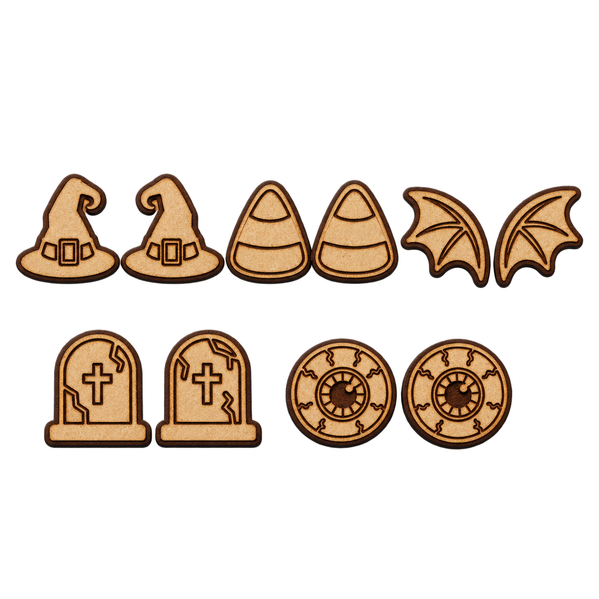 FREE Halloween Stud Earring SVG – 5 Pair Scary Laser Cut Set