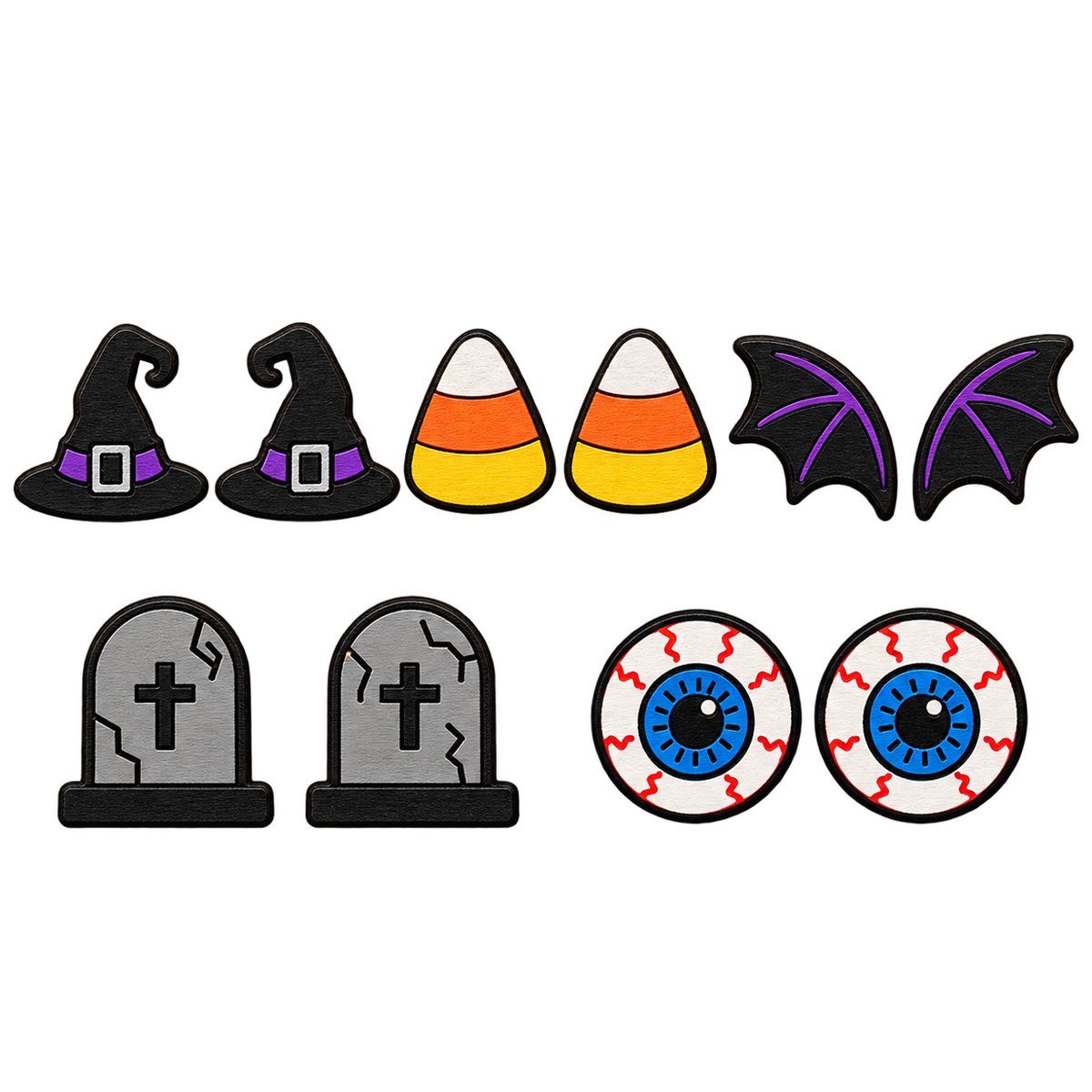 FREE Halloween Stud Earring SVG – 5 Pair Scary Laser Cut Set