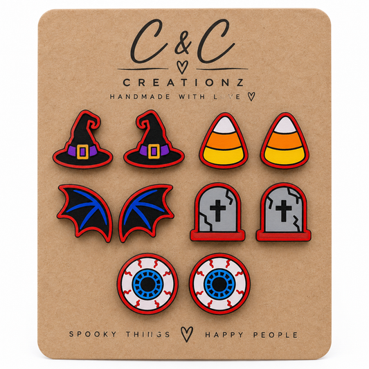 FREE Halloween Stud Earring SVG – 5 Pair Scary Laser Cut Set