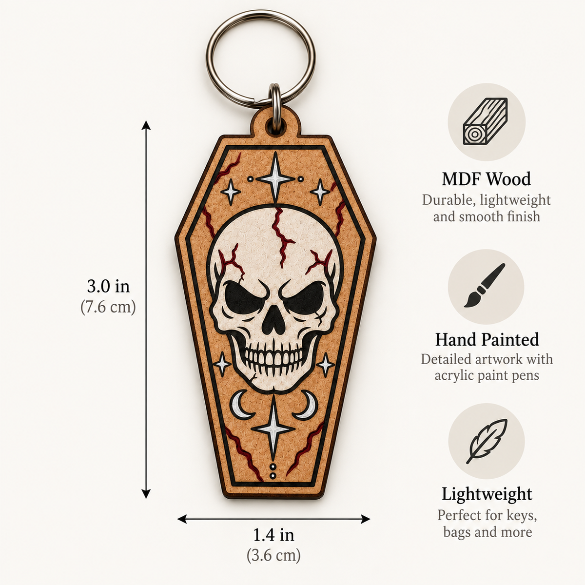 Gravebound Coffin Skull Keychain SVG – Free Laser Cut File