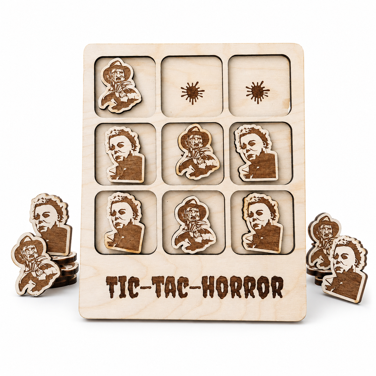 Custom Horror Tic-Tac-Toe Game – Choose Your 2 Characters