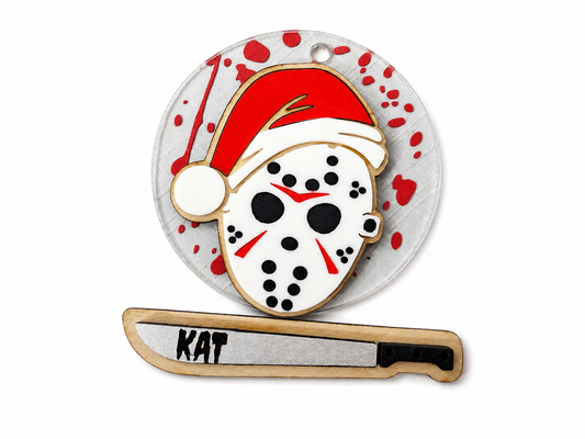 Personalized Jason-Inspired Christmas Ornament – Custom Horror Holiday Décor