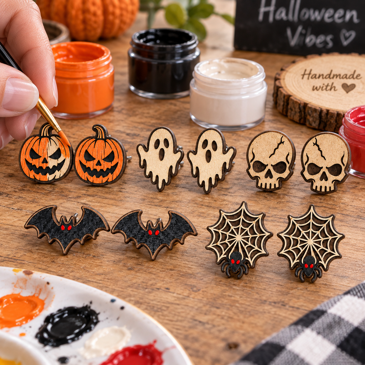 FREE Halloween Stud Earring SVG – 5 Pair Spooky Laser Cut Earring Set