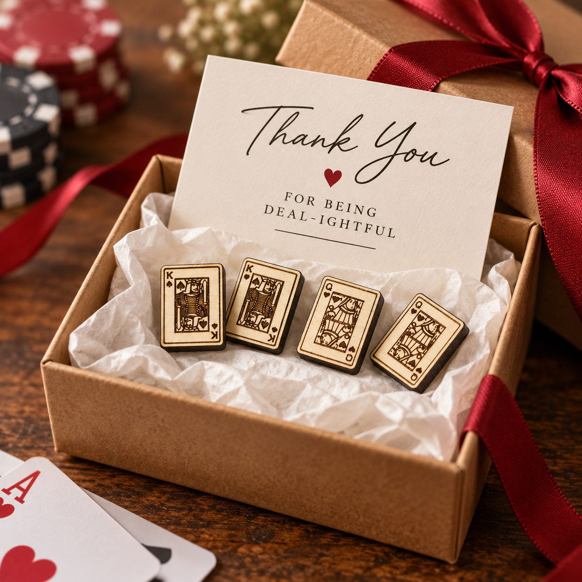 King & Queen Playing Cards wood earrings
