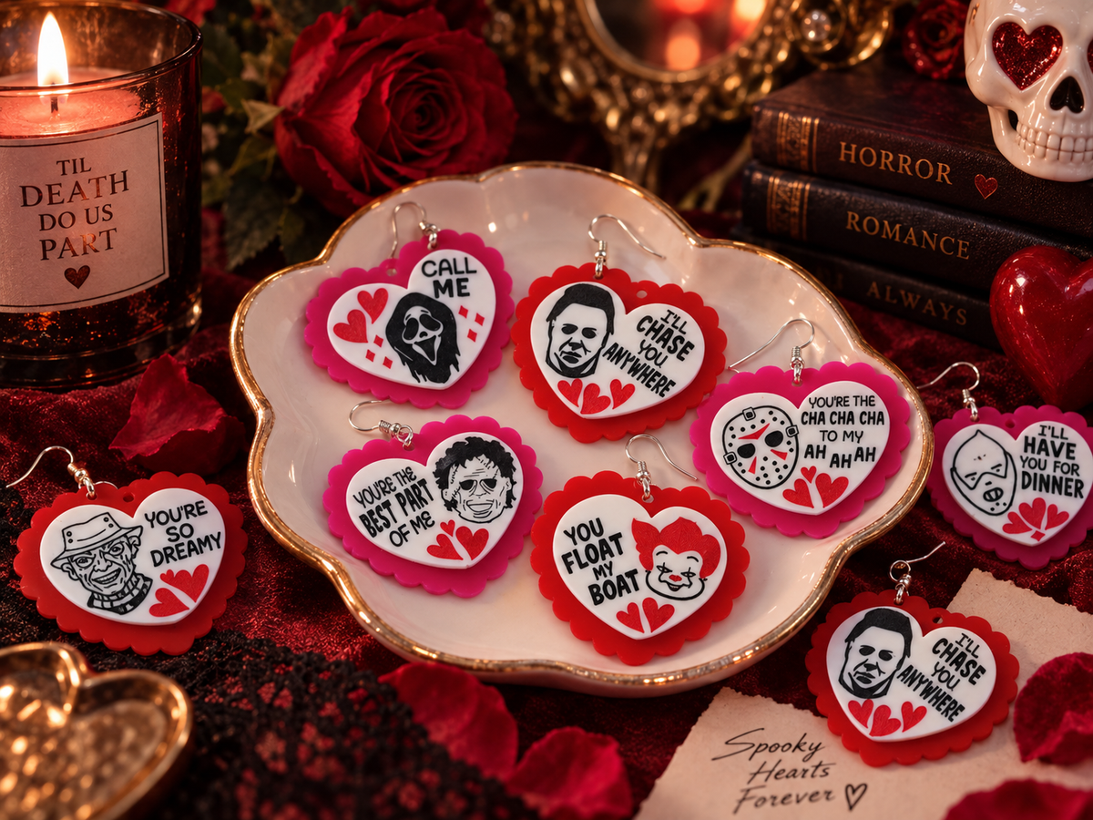 Bloody Valentine Horror Heart Earrings