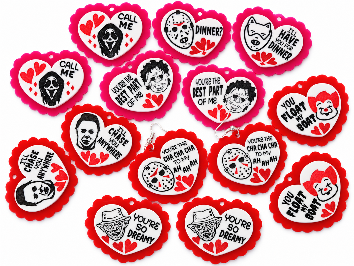 Bloody Valentine Horror Heart Earrings