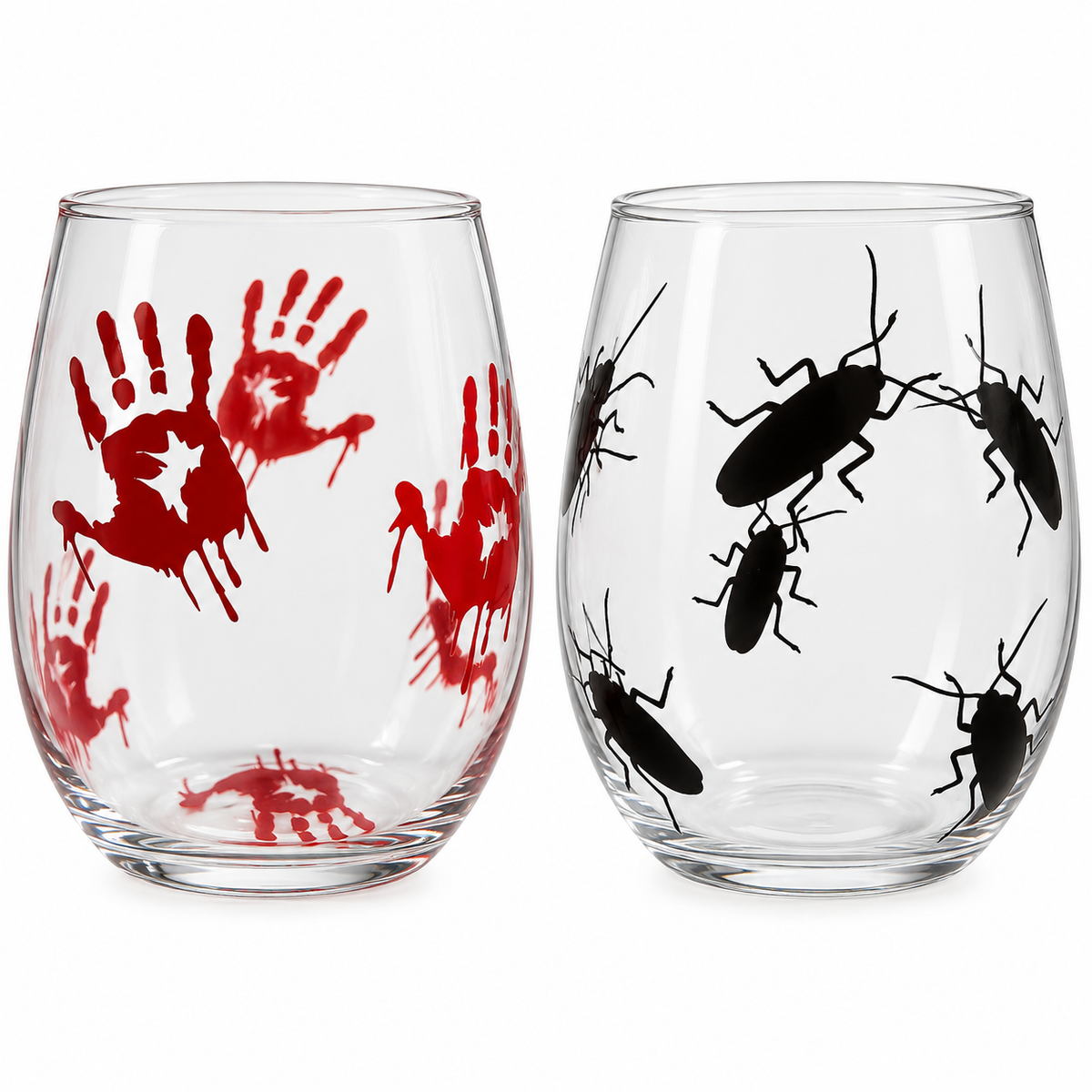 Cockroach & Bloody Hands Prank Wine Glass — Glassware photo 1