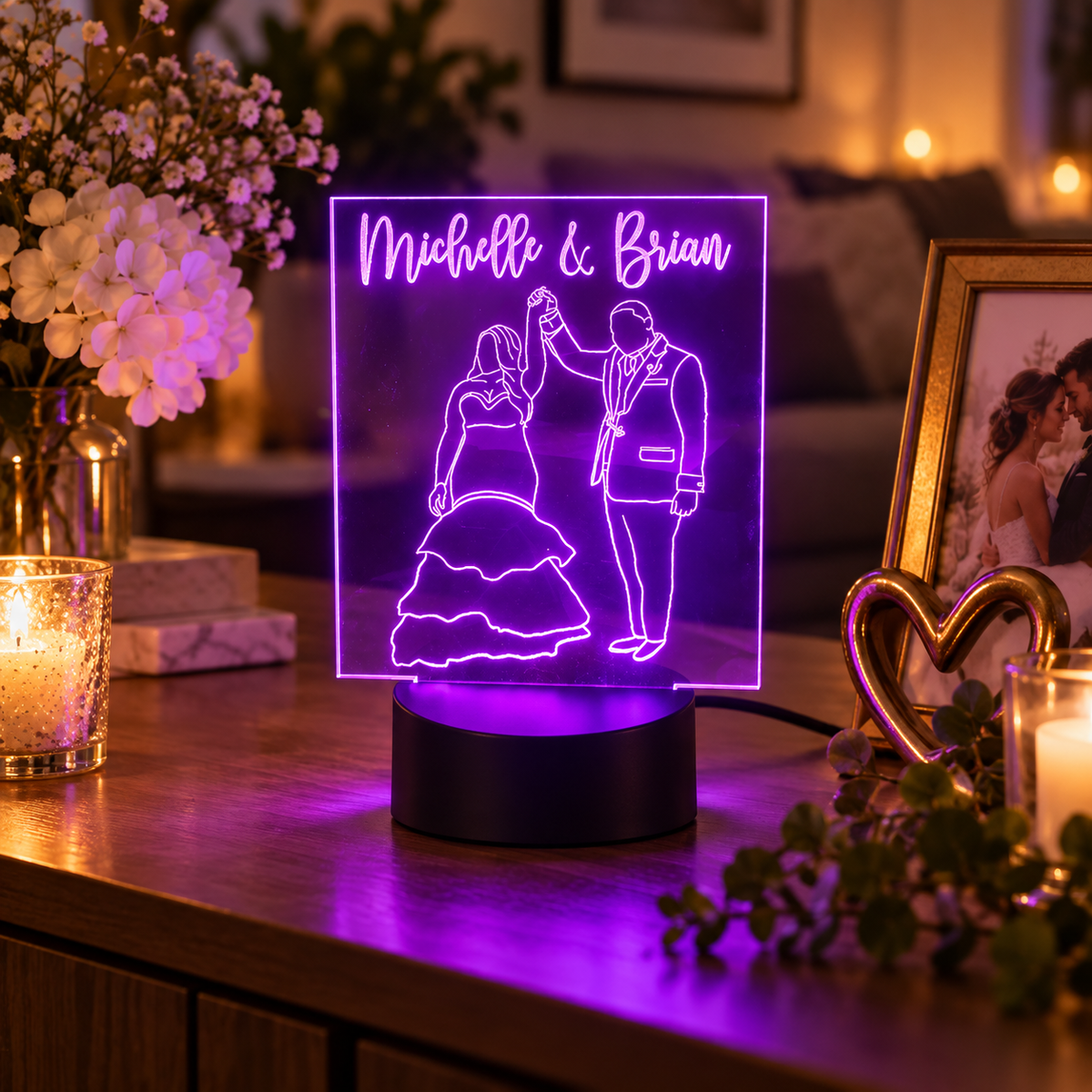 LED Photo Lamp, Acrylic Sign, Wedding, Anniversary — Engraved Gifts photo 5