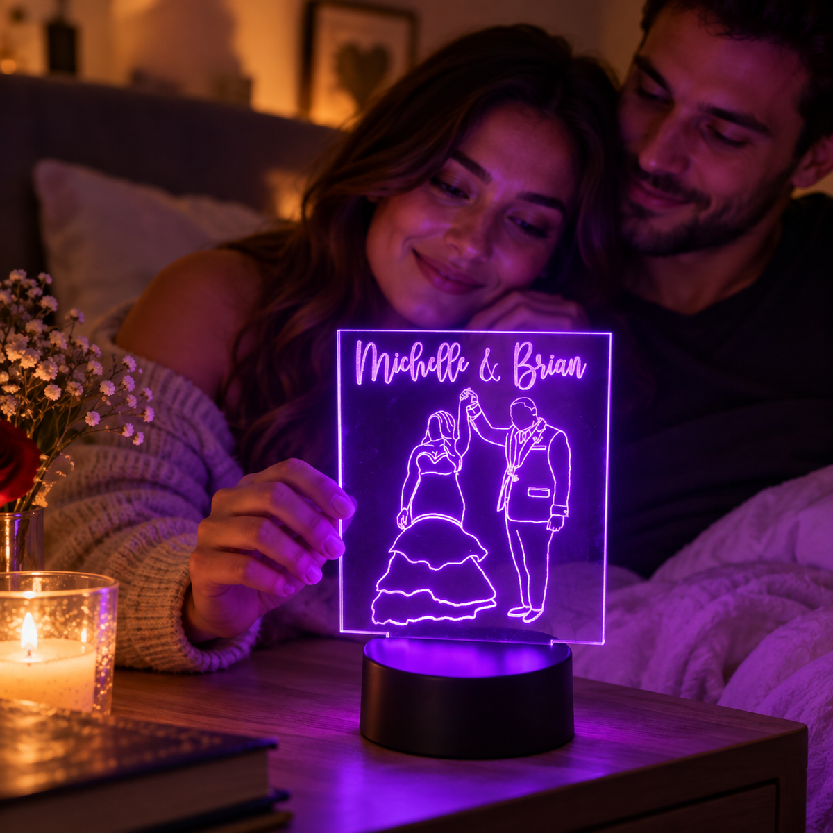 LED Photo Lamp, Acrylic Sign, Wedding, Anniversary — Engraved Gifts photo 2