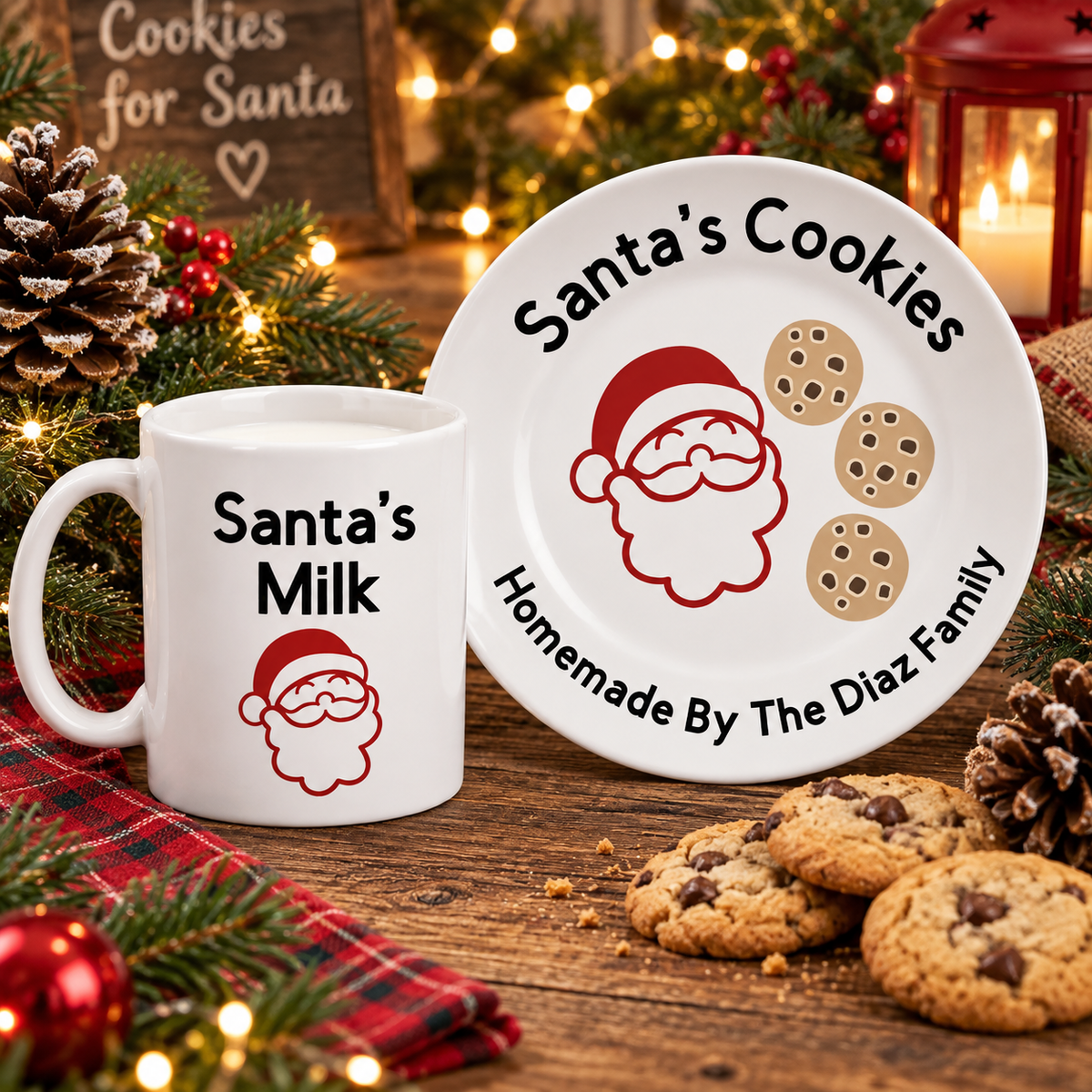 Santa's Cookies Plate and Santa's Milk Mug