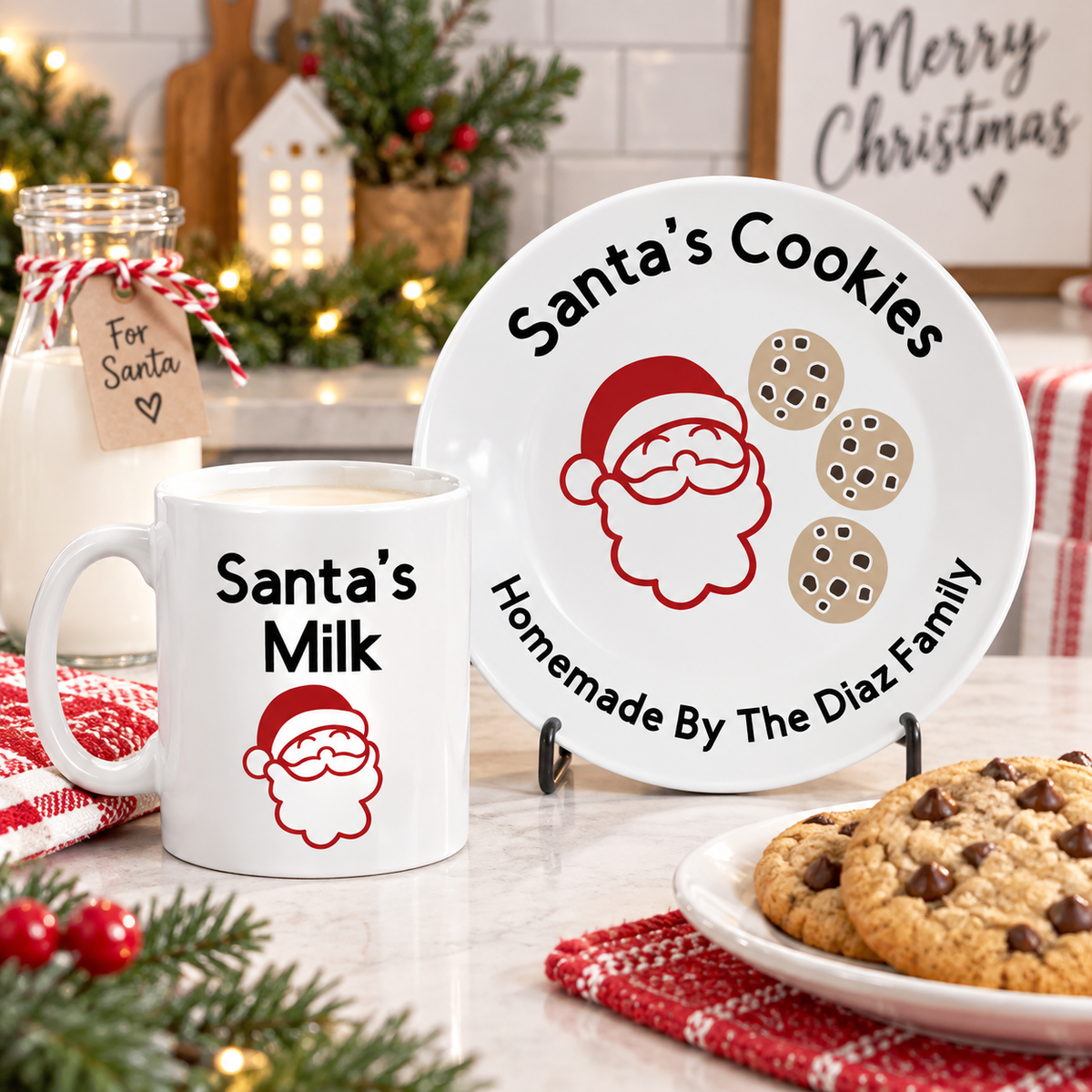 Santa's Cookies Plate and Santa's Milk Mug