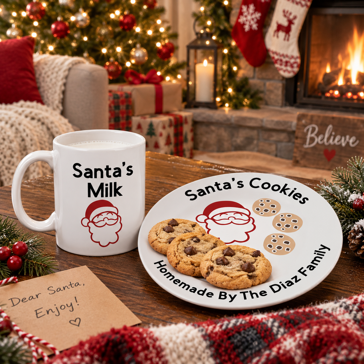 Santa's Cookies Plate and Santa's Milk Mug
