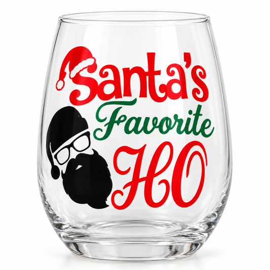Santa's Favorite Ho wine glass