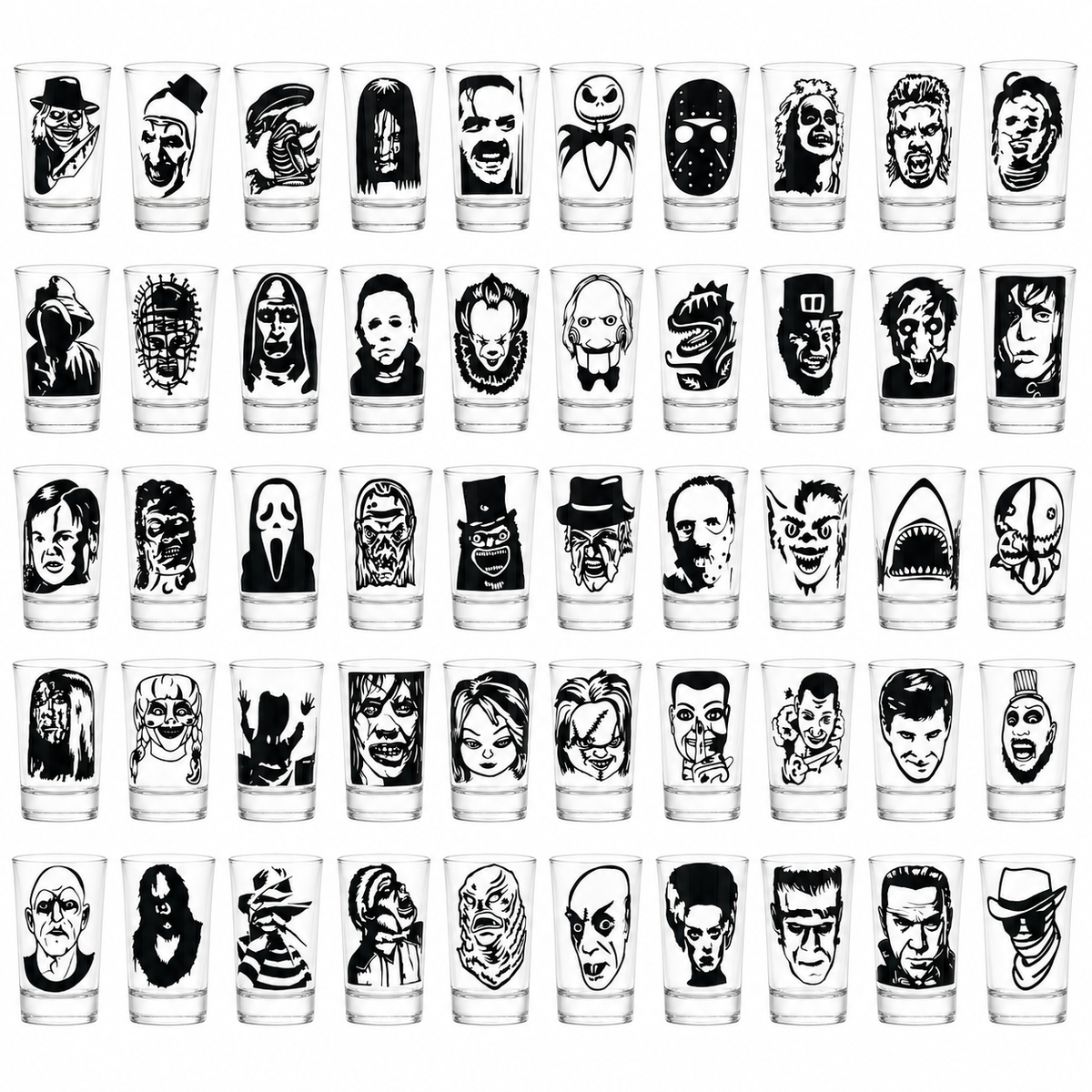 50-Piece Horror Character Shot Glass Set — Glassware photo 1