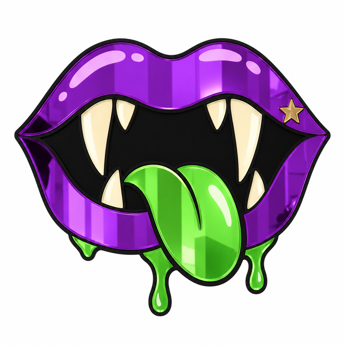 Purple Vampire Mouth Mirror – Green Tongue Horror Wall Décor