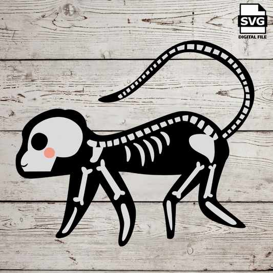 Monkey Skeleton SVG file perfect for Cricut, Cameo, or Silhouette also for laser engraving Glowforge, Scary, Halloween, animal