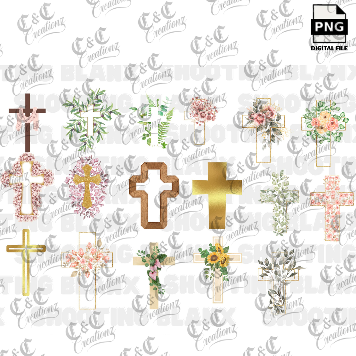 Cross PNG files for sublimation or for creating printable art, shirt art, sticker png, God, Church