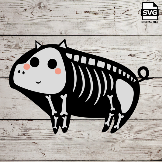 Pig Skeleton SVG file perfect for Cricut, Cameo, or Silhouette also for laser engraving Glowforge, Scary, Halloween, animal