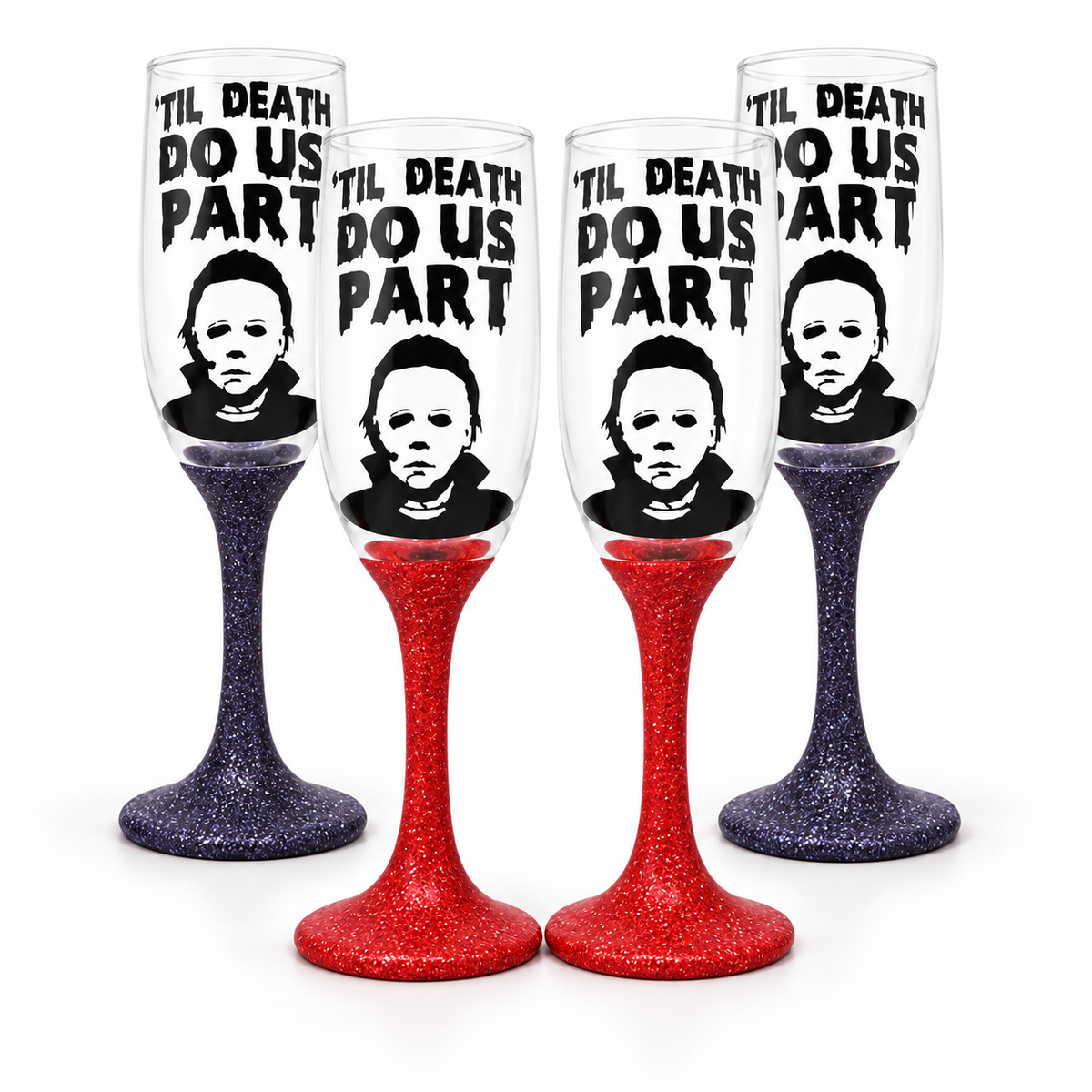 Til Death do us part Michael Myers champagne glass for a horror wedding