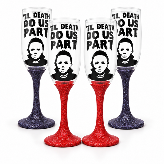 Til Death do us part Michael Myers champagne glass for a horror wedding