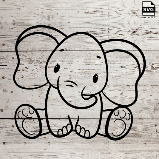 Baby elephant. SVG digital download preview.