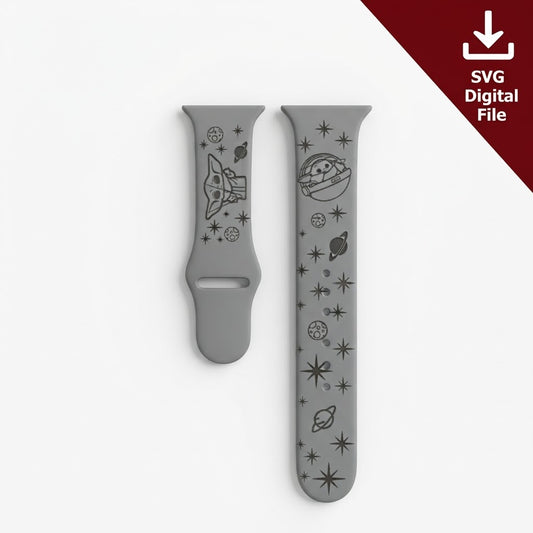 Baby Green Alien Watch Band SVG – Space Engraving File realistic engraved watch band mockup, SVG digital file
