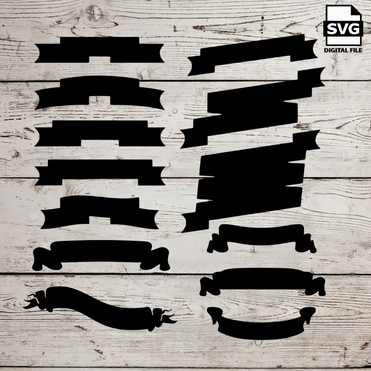 Banner Scrolls SVG bundle file perfect for Cricut, Cameo, or Silhouette also engraving Glowforge, sign, display